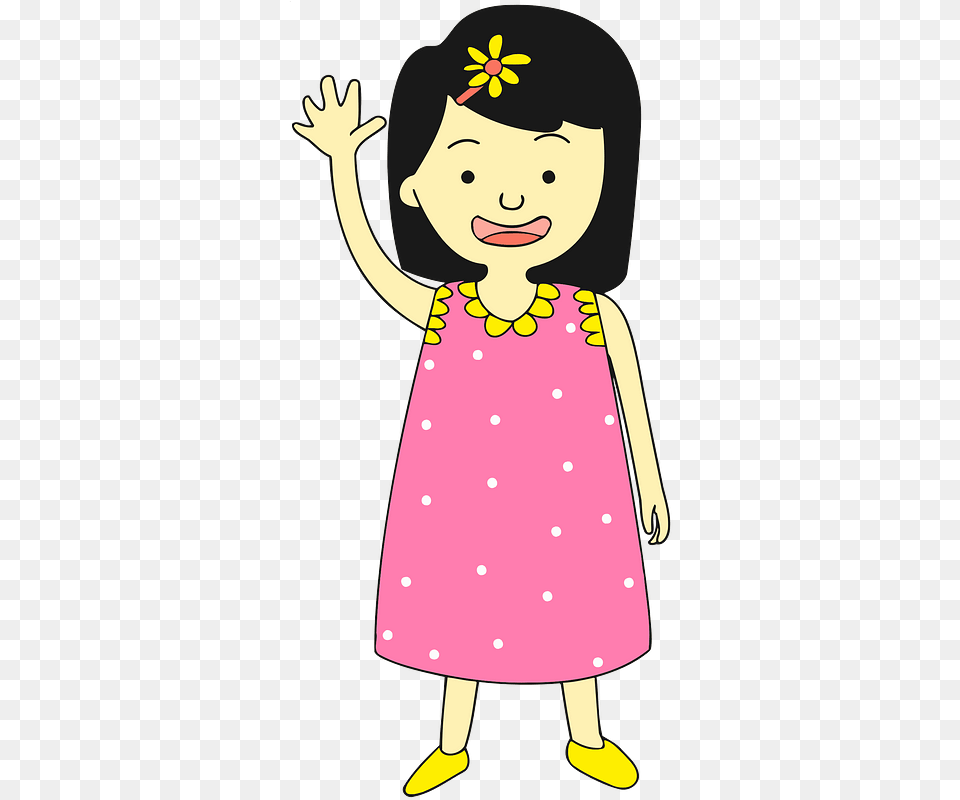 Girl In Pink Dress Clipart, Pattern, Person, Child, Female Png Image