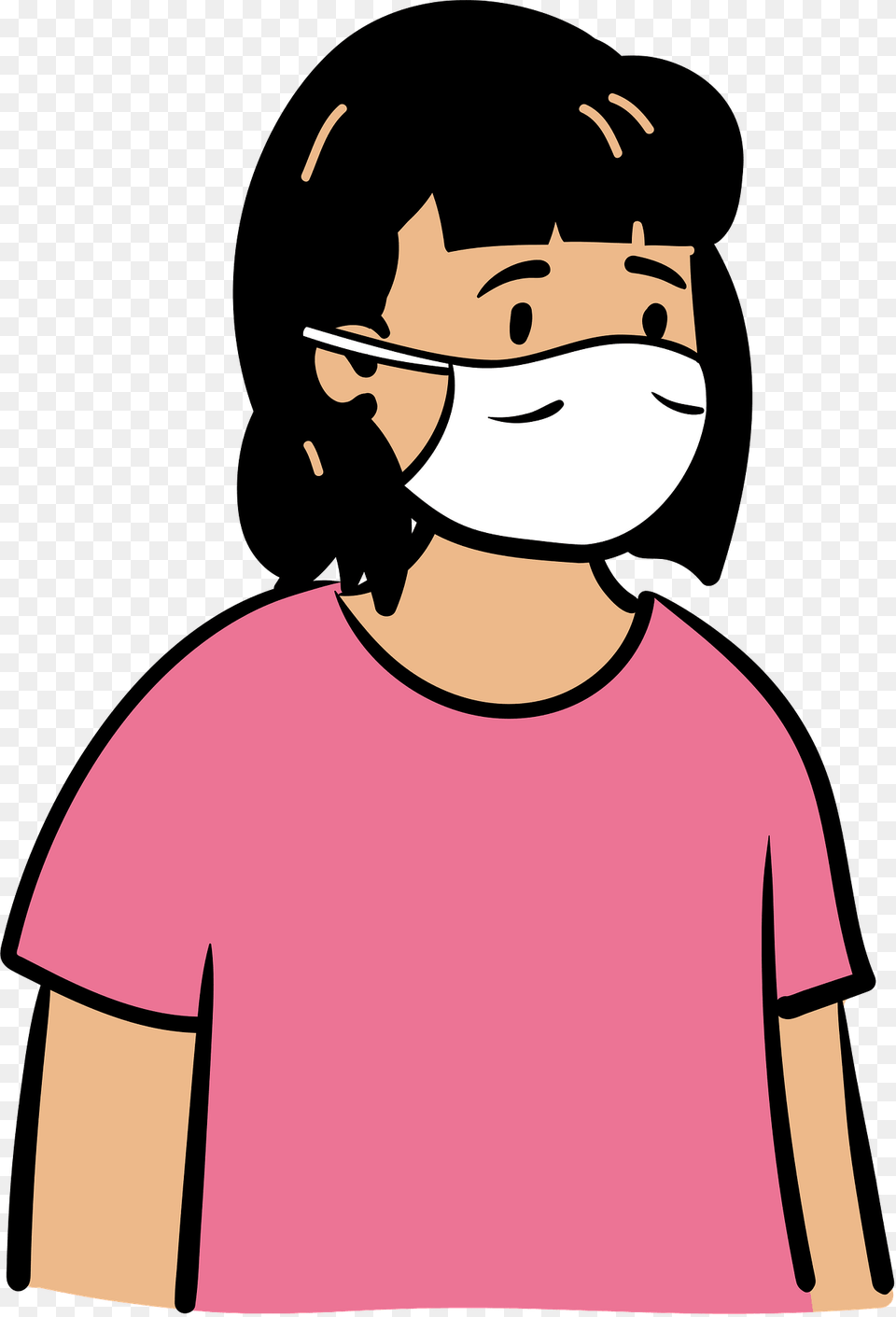 Girl In Pink T Shirt Wearing Face Mask Clipart, Clothing, T-shirt, Child, Female Png