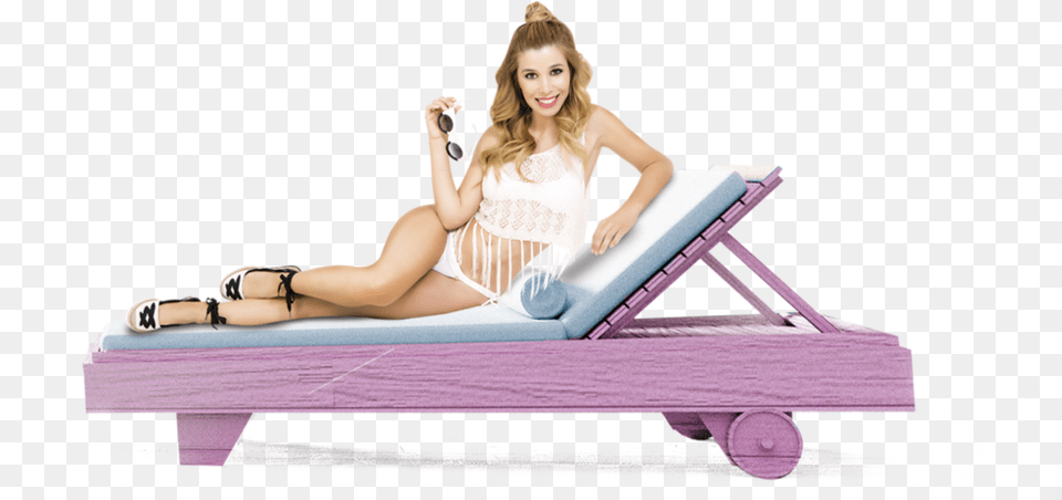 Girl In Swimsuit Laying Beach Chair Girl, Furniture, Person, Adult, Female Png