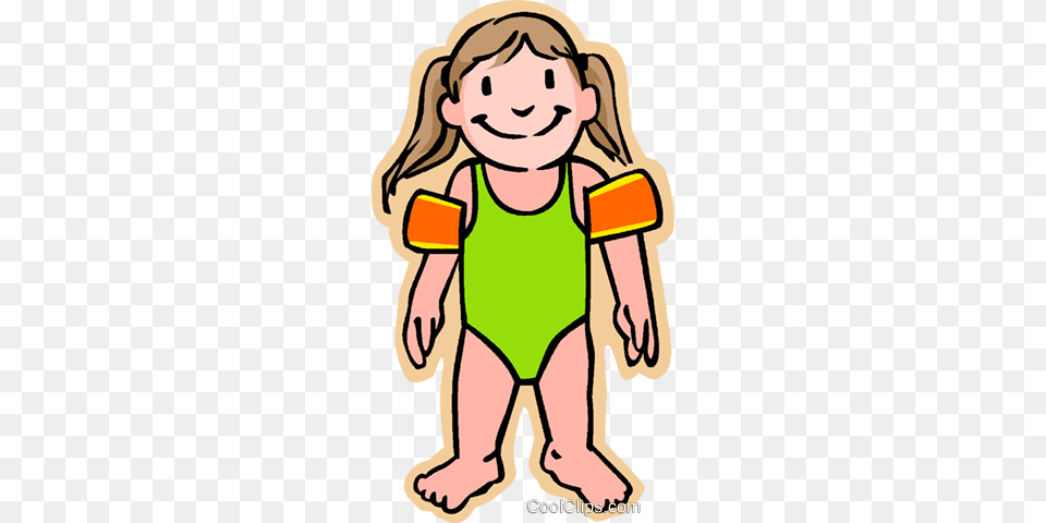 Girl In Swimsuit Swimming Lessons Royalty Vector Clip Art, Clothing, Swimwear, Baby, Person Free Png