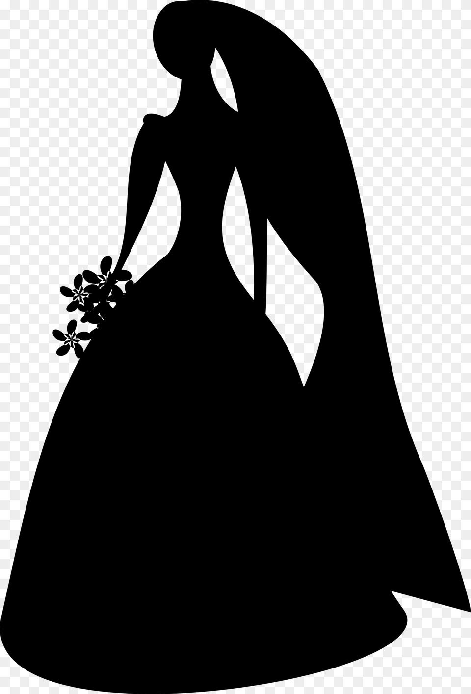 Girl In Wedding Dress Silhouette, Gray Free Png