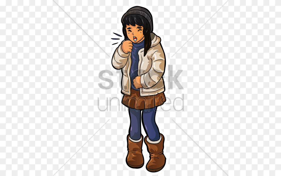 Girl In Winter Wear Coughing Vector Image, Clothing, Coat, Photography, Male Free Png Download