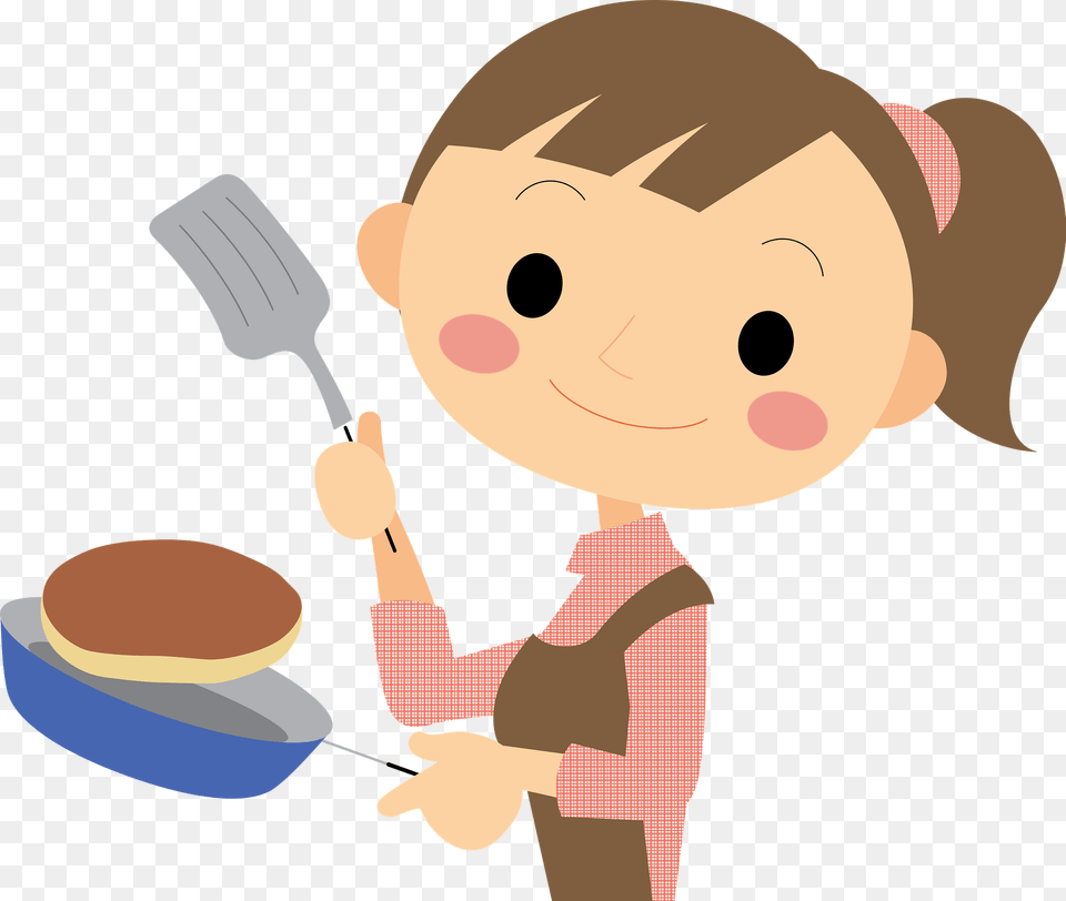 Girl Is Cooking Pancakes Clipart, Cutlery, Fork, Person, Face Free Png