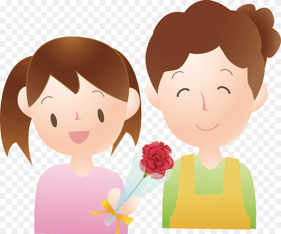 Girl Is Giving A Carnation For Mother39s Day Clipart, Baby, Person, Face, Head Free Transparent Png