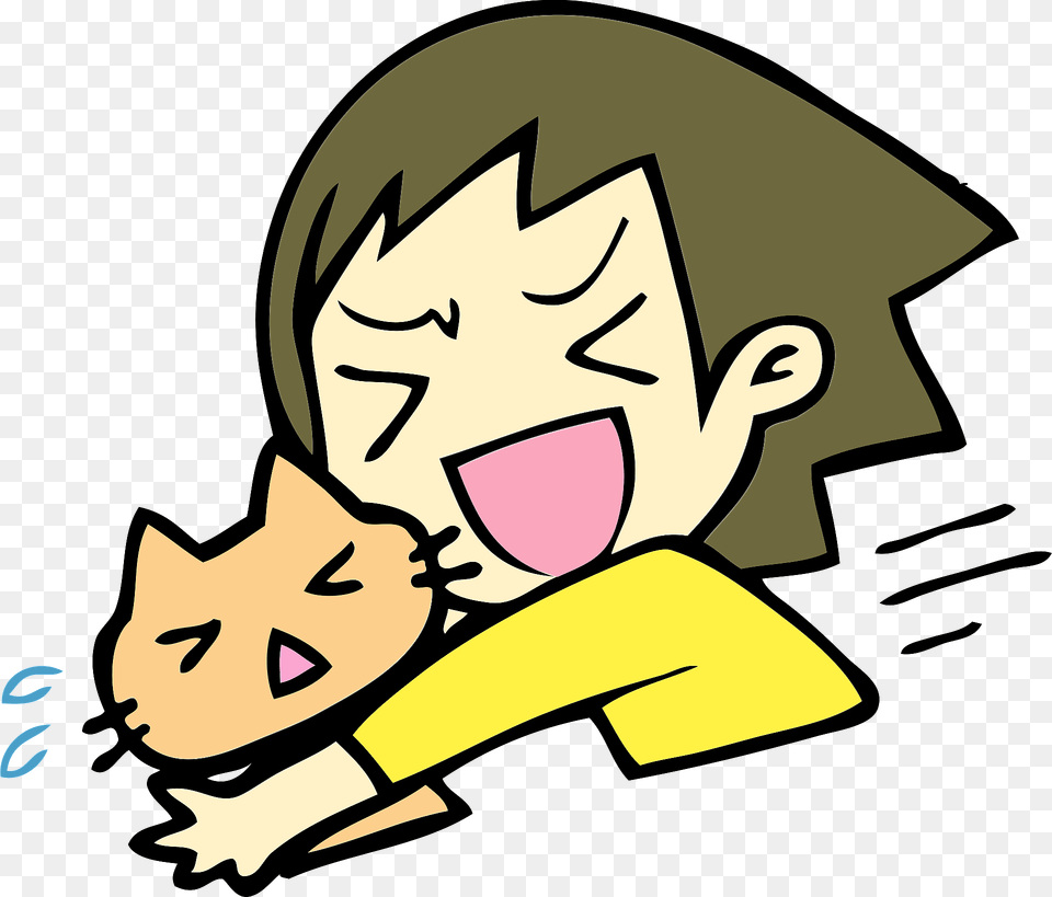 Girl Is Hugging Cat Clipart, Baby, Person, Face, Head Png Image