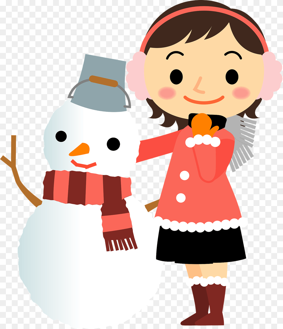Girl Is Making Snowman Clipart, Nature, Outdoors, Winter, Snow Free Png Download