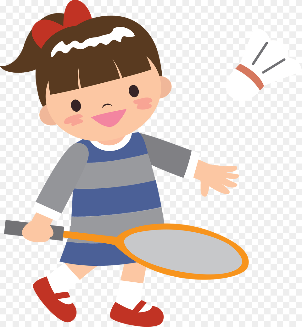 Girl Is Playing Badminton Clipart, Person, Sport, Baby, Face Free Png Download