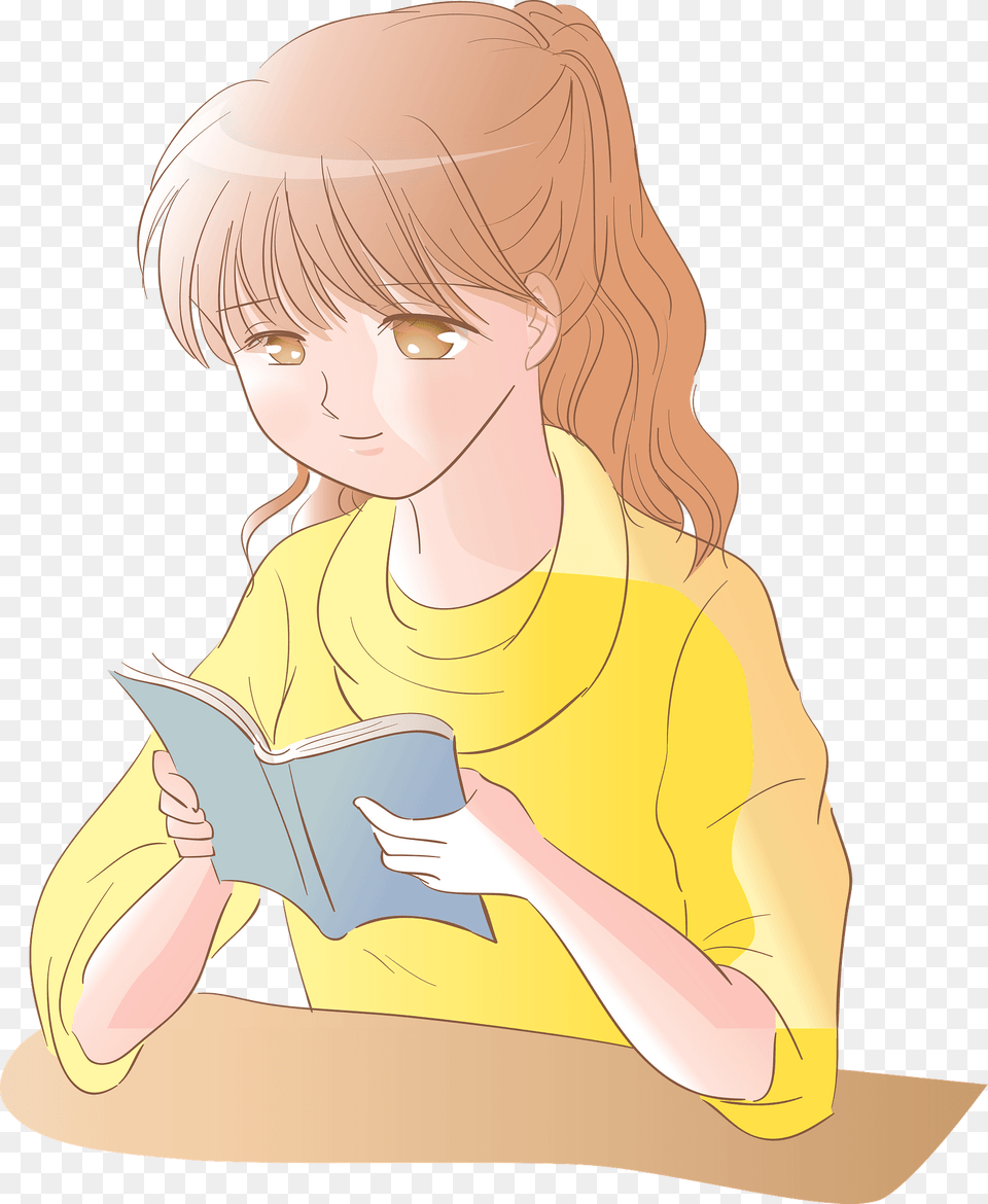 Girl Is Reading A Book Clipart, Person, Publication, Baby, Comics Free Png