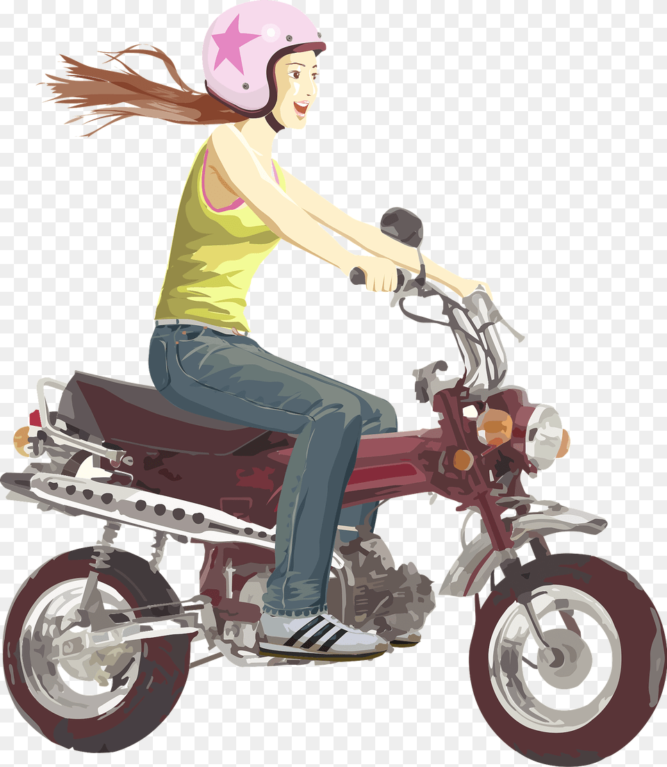 Girl Is Riding A Honda St Series Minibike Clipart, Motorcycle, Vehicle, Moped, Motor Scooter Free Transparent Png