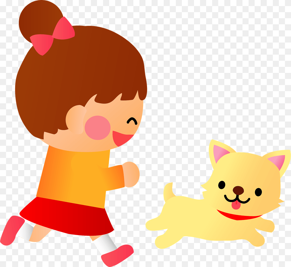 Girl Is Running With Her Dog Clipart, Animal, Mammal, Pig, Baby Png Image