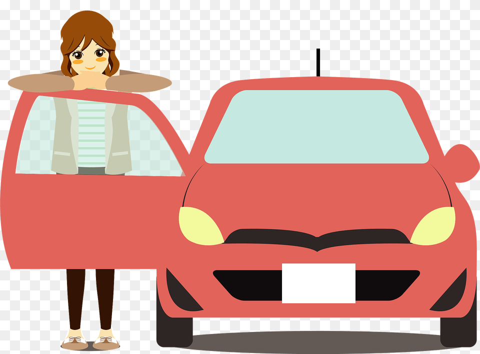 Girl Is Standing By A Car With Car Door Open Clipart, Adult, Person, Female, Woman Free Transparent Png
