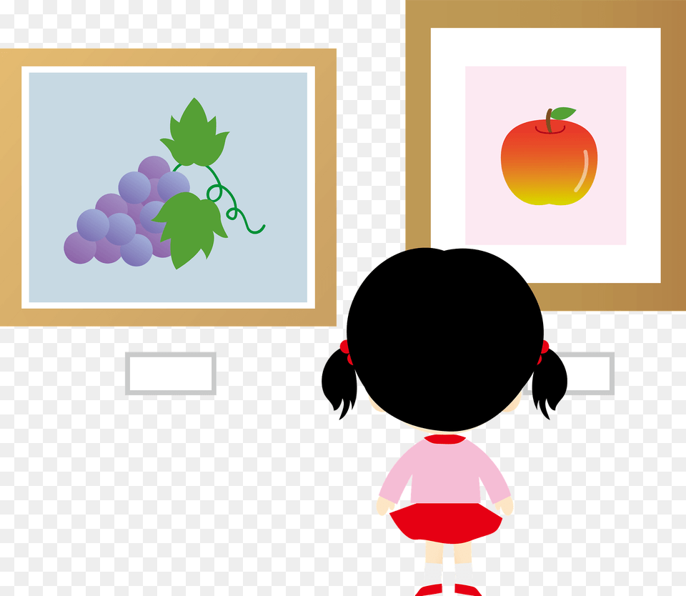 Girl Is Studying Paintings In A Museum Gallery Clipart, Art, Plant, Graphics, Fruit Png Image