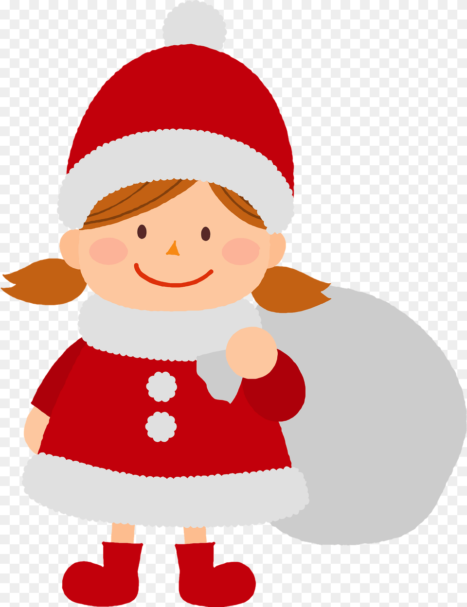 Girl Is Wearing A Santa Costume Clipart, Elf, Outdoors, Winter, Snowman Png