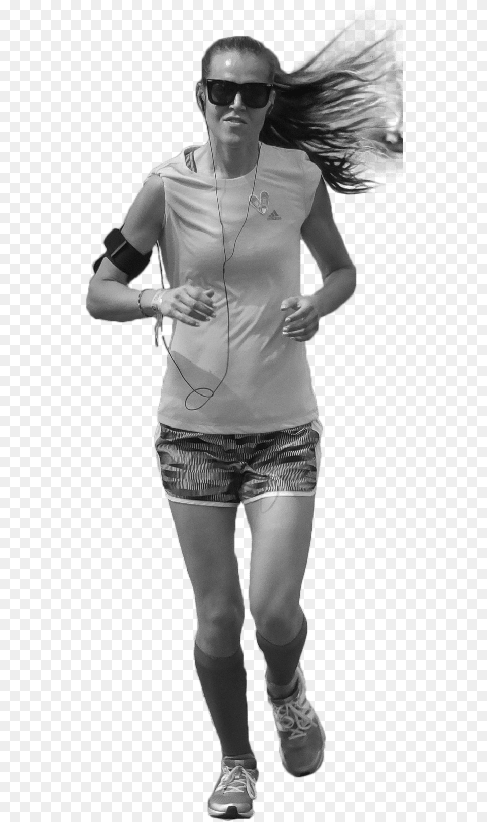 Girl Jogging Bw Girl, Accessories, Shorts, Person, Sunglasses Free Png