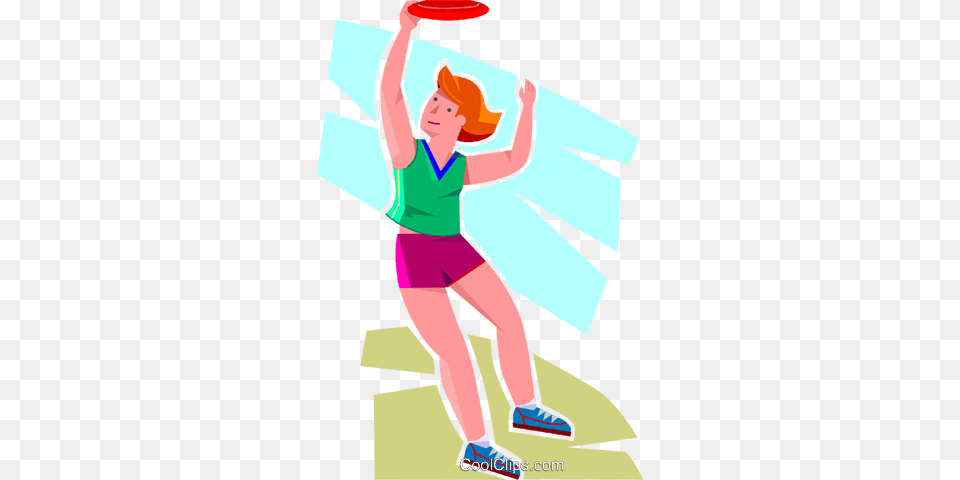 Girl Jumping For A Frisbee Royalty Free Vector Clip Art, Clothing, Shorts, Person, Face Png
