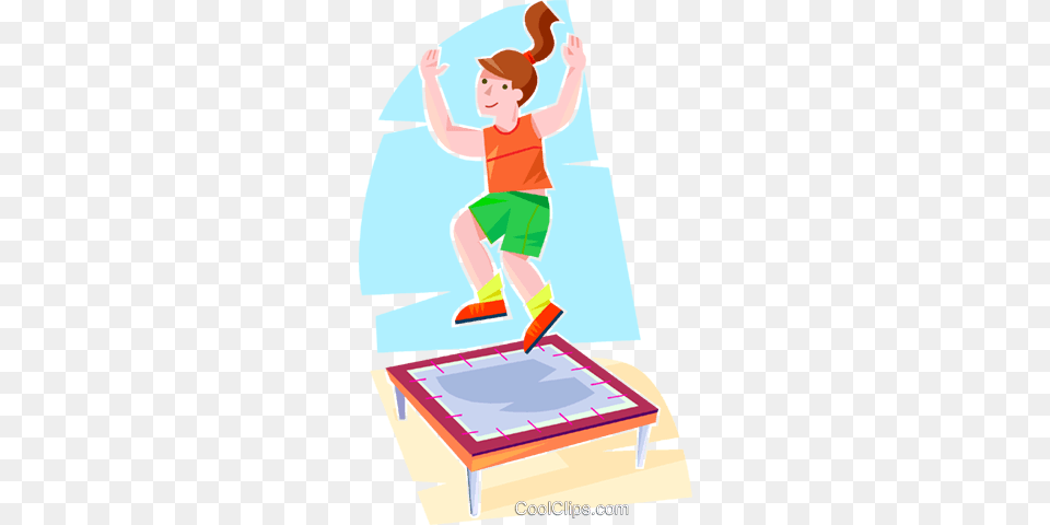 Girl Jumping On A Trampoline Royalty Vector Clip Art, Baby, Person, Face, Head Free Png