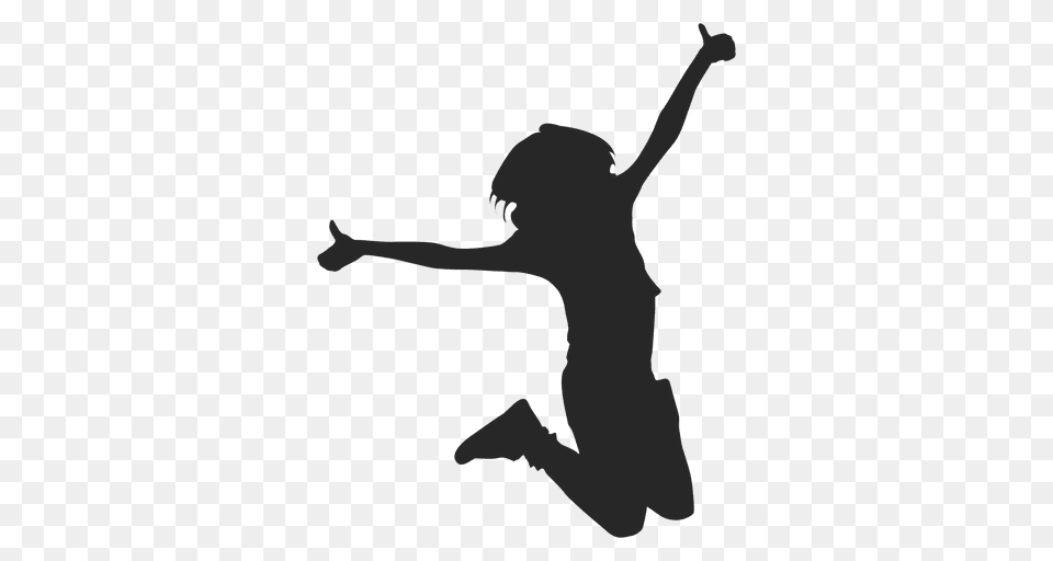 Girl Jumping Silhouette, Dancing, Leisure Activities, Person, Kneeling Png