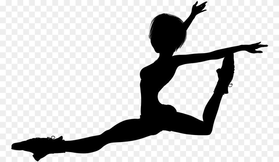 Girl Jumping Silhouette, Gray Free Png