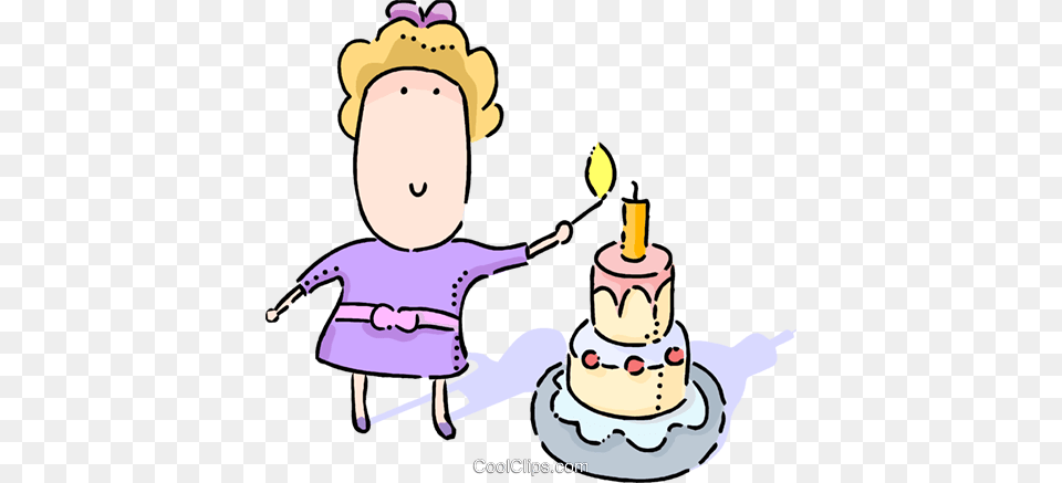Girl Lighting Candles On A Birthday Cake Royalty Vector Clip, Person, People, Dessert, Food Free Transparent Png