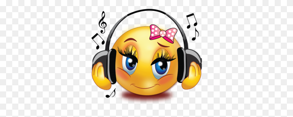 Girl Listen To Music Emoji, Electronics, Baby, Person Png Image