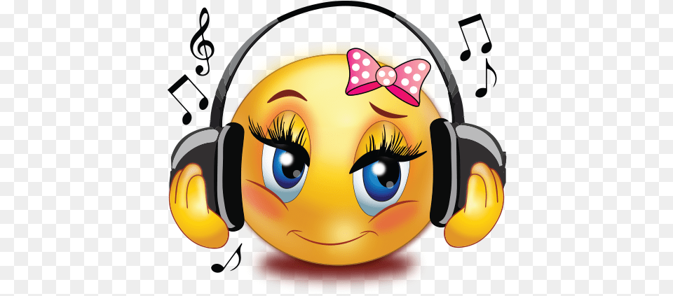 Girl Listen To Music Emoji Girl Cartun Listening To Music, Electronics, Clothing, Hardhat, Helmet Png