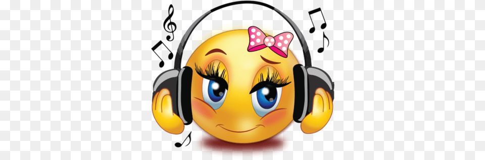 Girl Listen To Music Emoji Girl Cartun Listening To Music, Electronics, Clothing, Hardhat, Helmet Free Png Download
