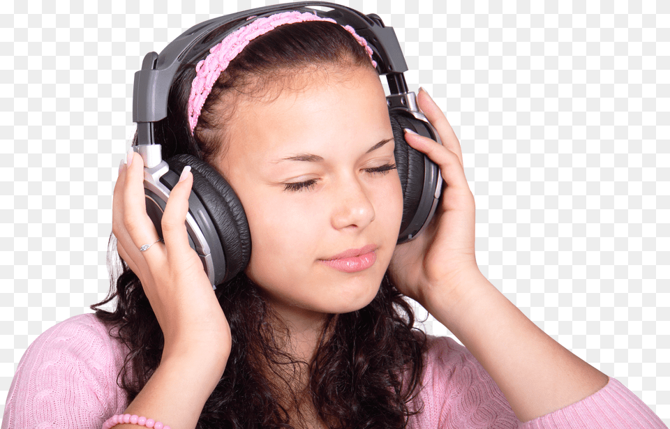 Girl Listening Music With Headphones Kids With Headphones, Electronics, Adult, Female, Person Free Png