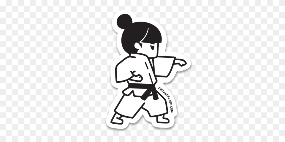 Girl Martial Arts Sticker Distant Klash, Stencil, Martial Arts, Person, Sport Png