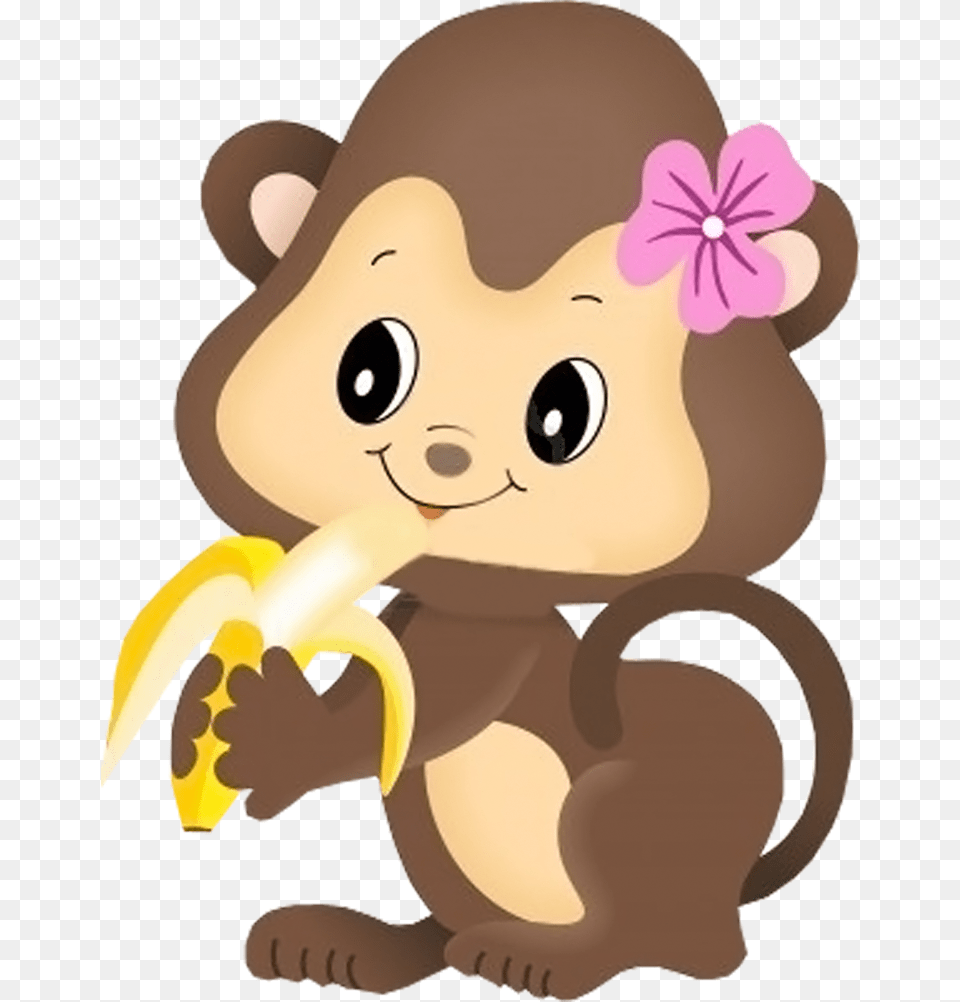 Girl Monkey Eating Banana, Toy Free Transparent Png
