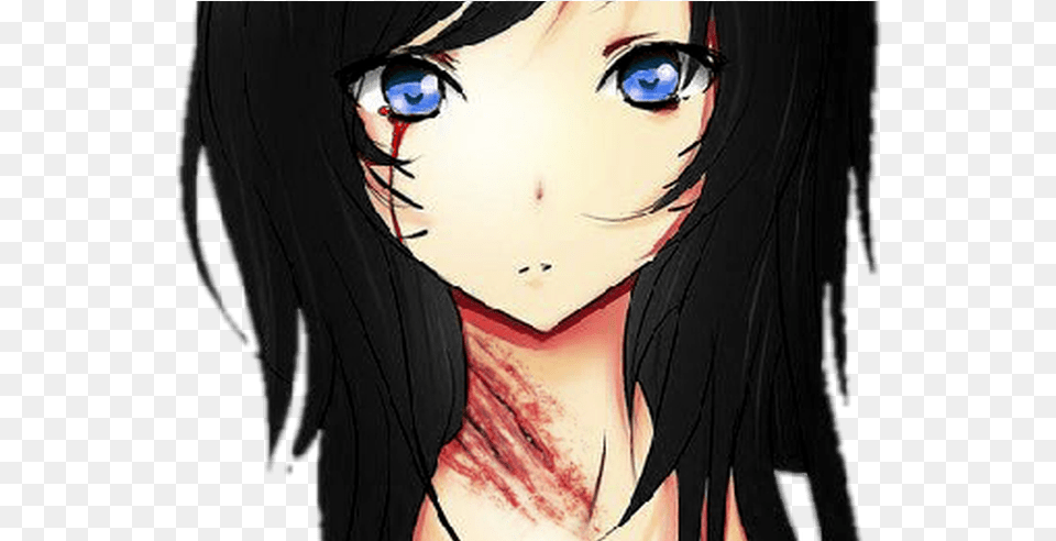 Girl Neko Cat Anime Sad Blood Bloody Black Catears Neko Vampire, Book, Comics, Publication, Adult Free Png
