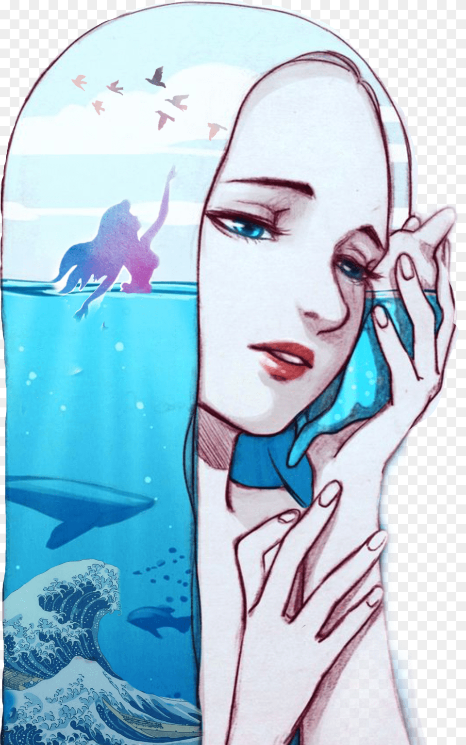 Girl Ocean Waves The Girl Of The Ocean Srcwave, Art, Adult, Person, Woman Png Image