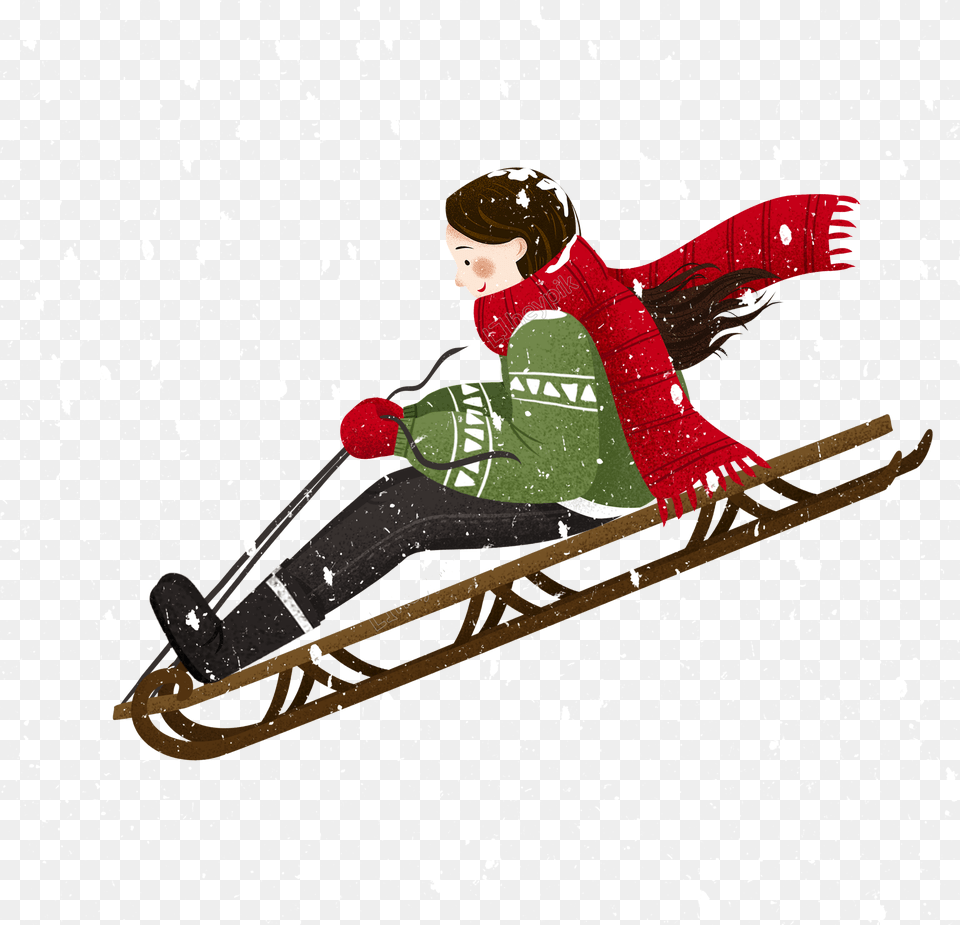 Girl On A Sled Sledding, Nature, Outdoors, Baby, Person Free Png Download
