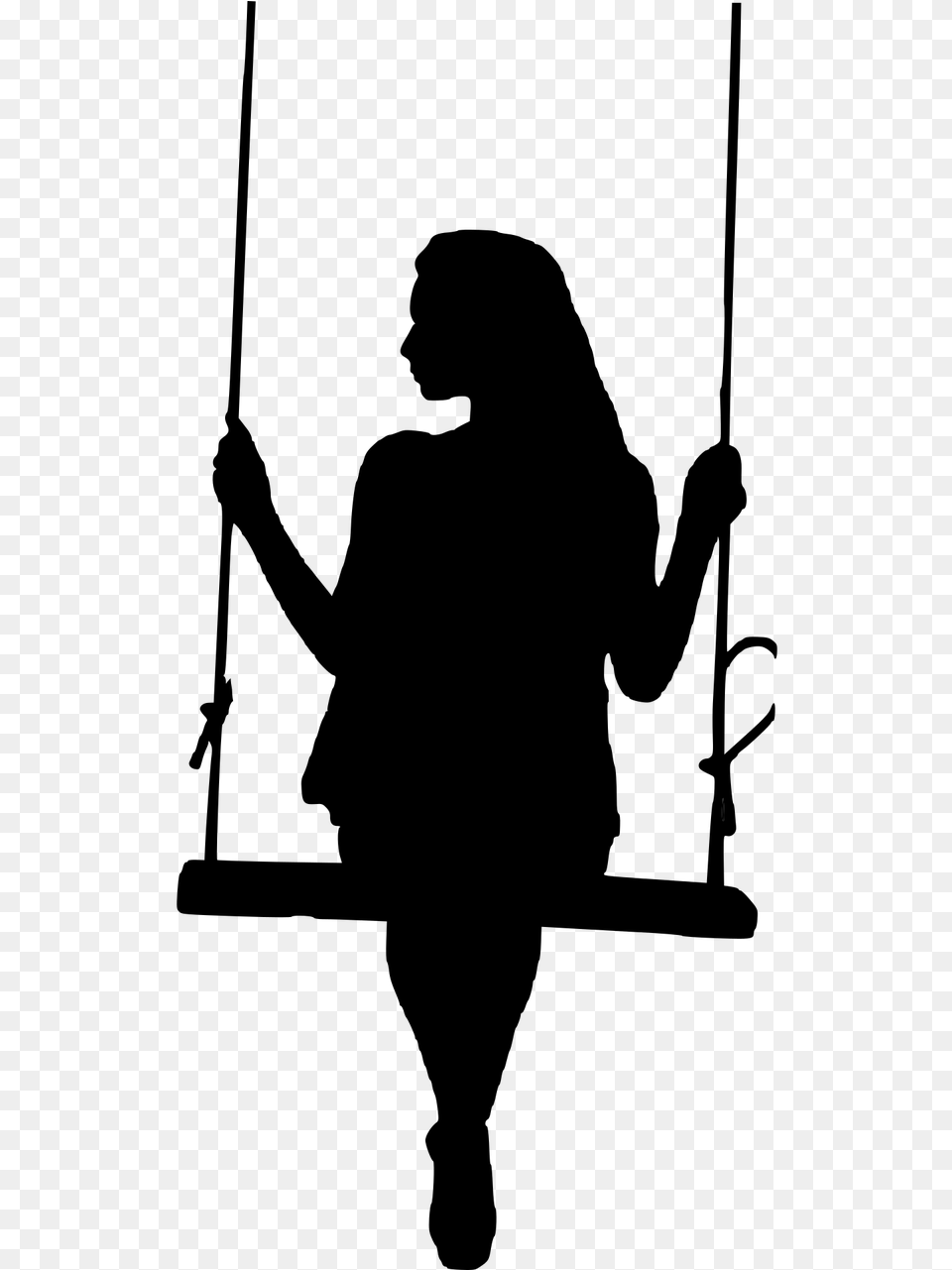Girl On A Swing Silhouette Silhouette Of A Girl On A Swing, Gray Png Image