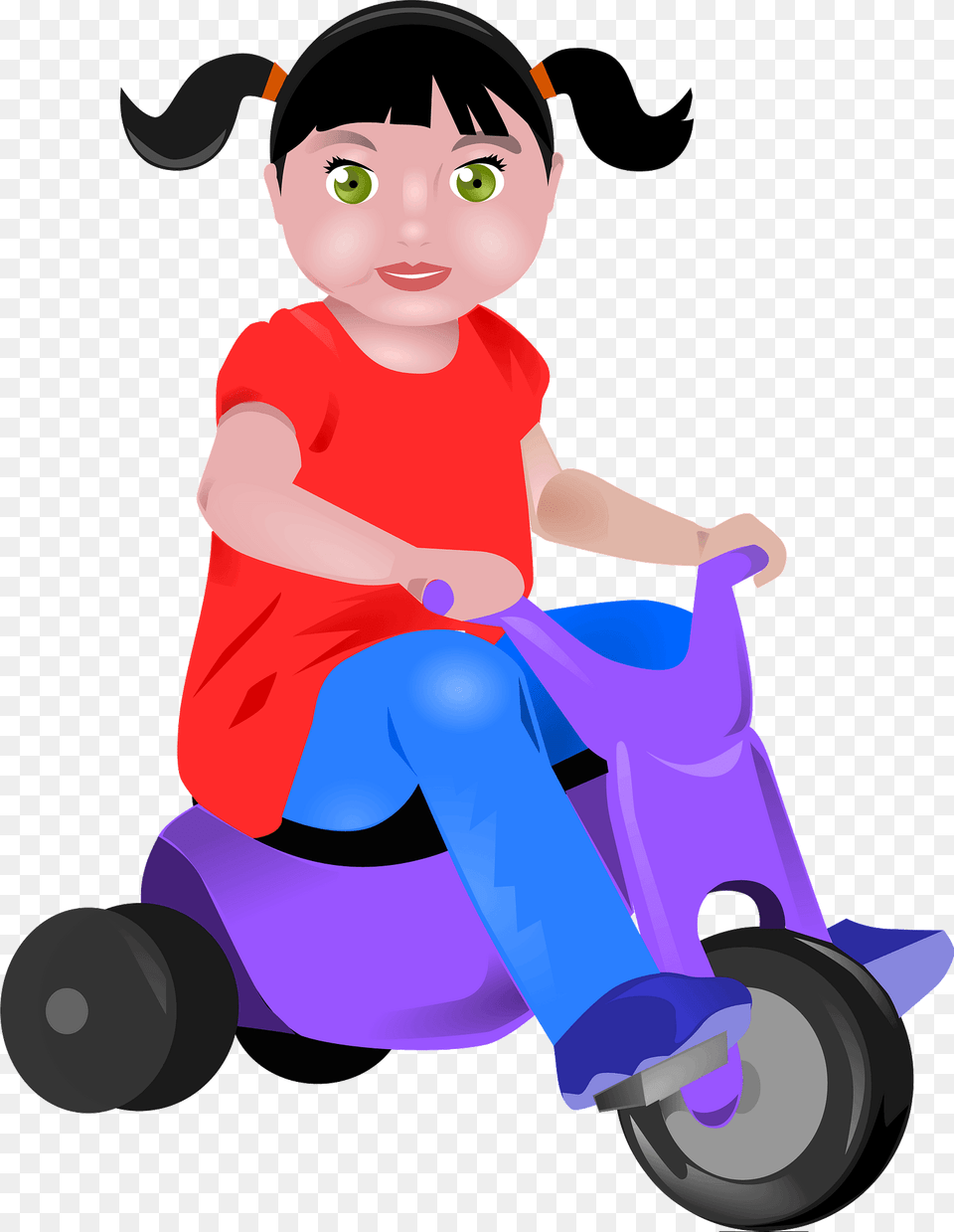 Girl On A Tricycle Clipart, Baby, Person, Transportation, Vehicle Png