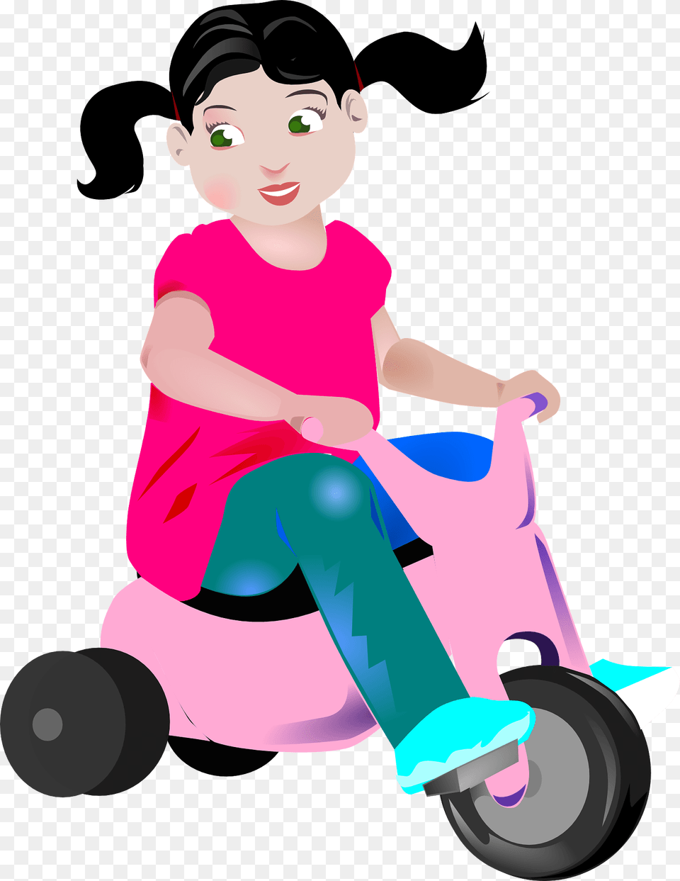 Girl On A Tricycle Clipart, Face, Head, Person, Transportation Free Png