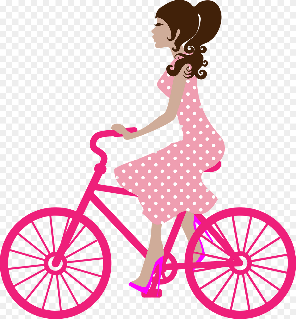 Girl On Bike Clipart, Pattern, Wheel, Machine, Female Free Transparent Png