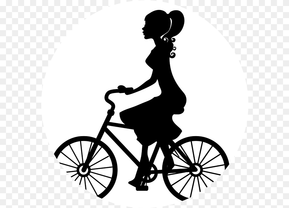 Girl On Bike Silhouette, Wheel, Person, Machine, Transportation Free Png