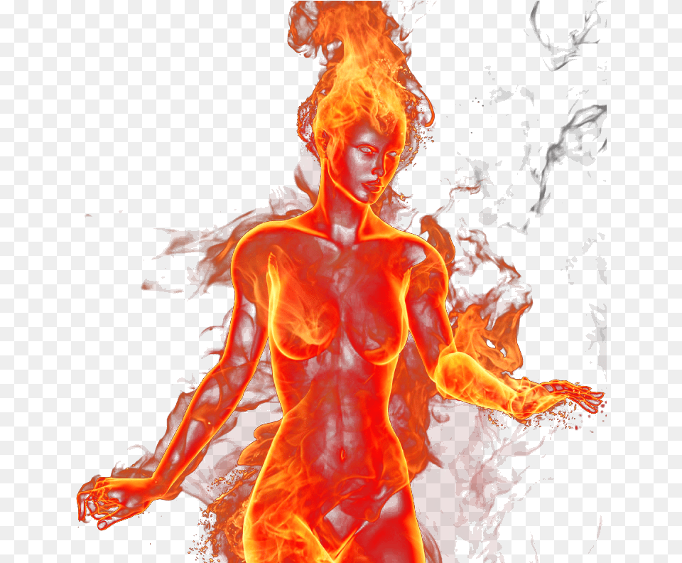 Girl On Fire Transparent Download Fire Girl Image Without Background, Flame, Person, Face, Head Png