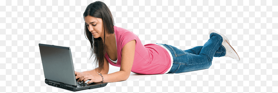 Girl On Laptop Sitting, Computer, Electronics, Pc, Person Png Image