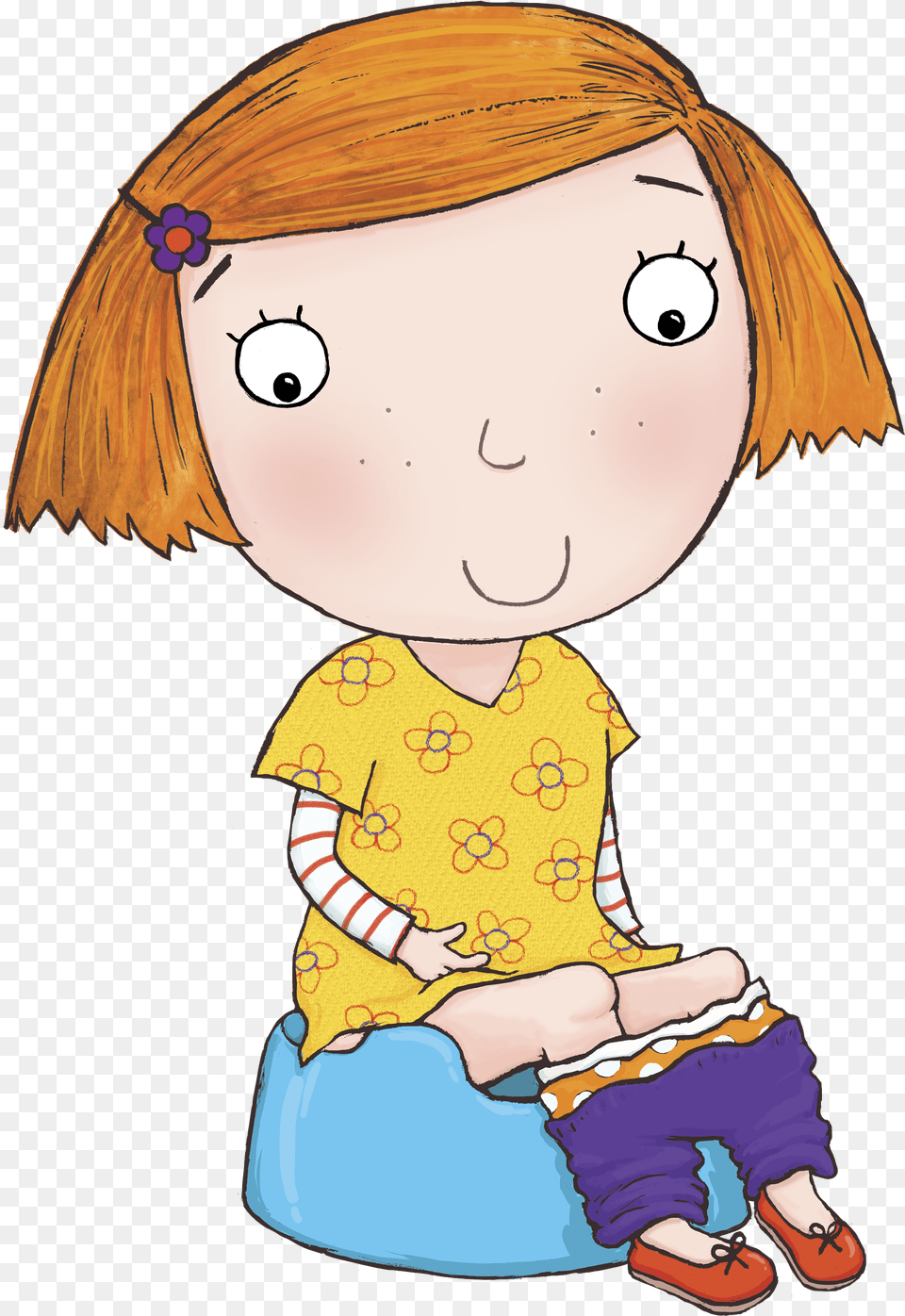 Girl On Potty Girl Potty Training Cartoon, Indoors, Baby, Bathroom, Person Png Image