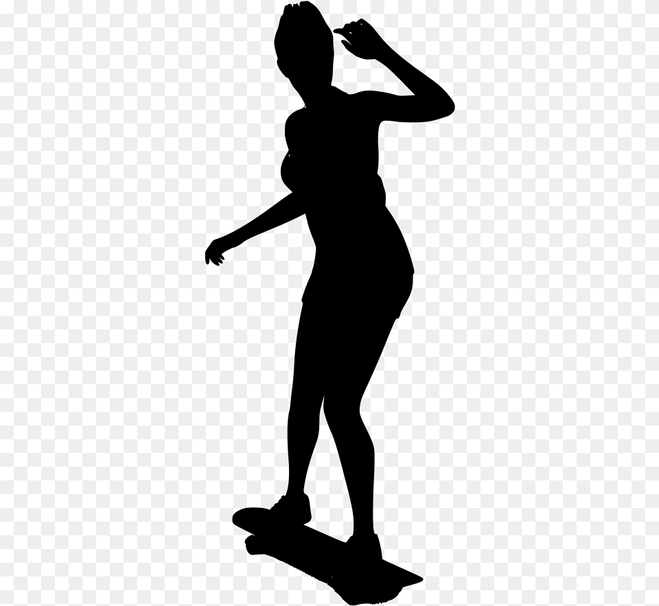 Girl On Skateboard Silhouette, Gray Free Transparent Png