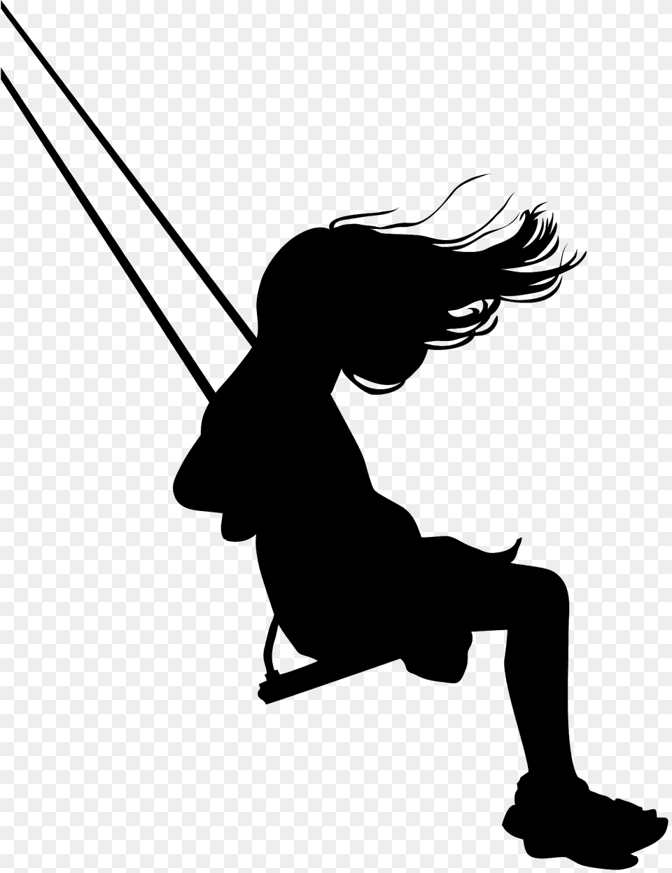 Girl On Swing Silhouette, Person, Rope, Outdoors Free Png Download