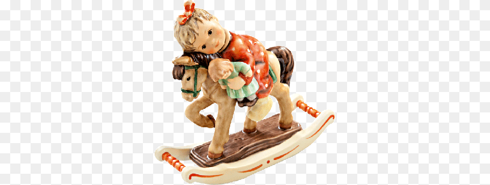 Girl On Wooden Horse Hummel Figurine Png