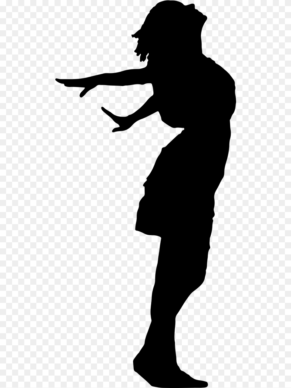 Girl Open Arms Silhouette, Gray Png