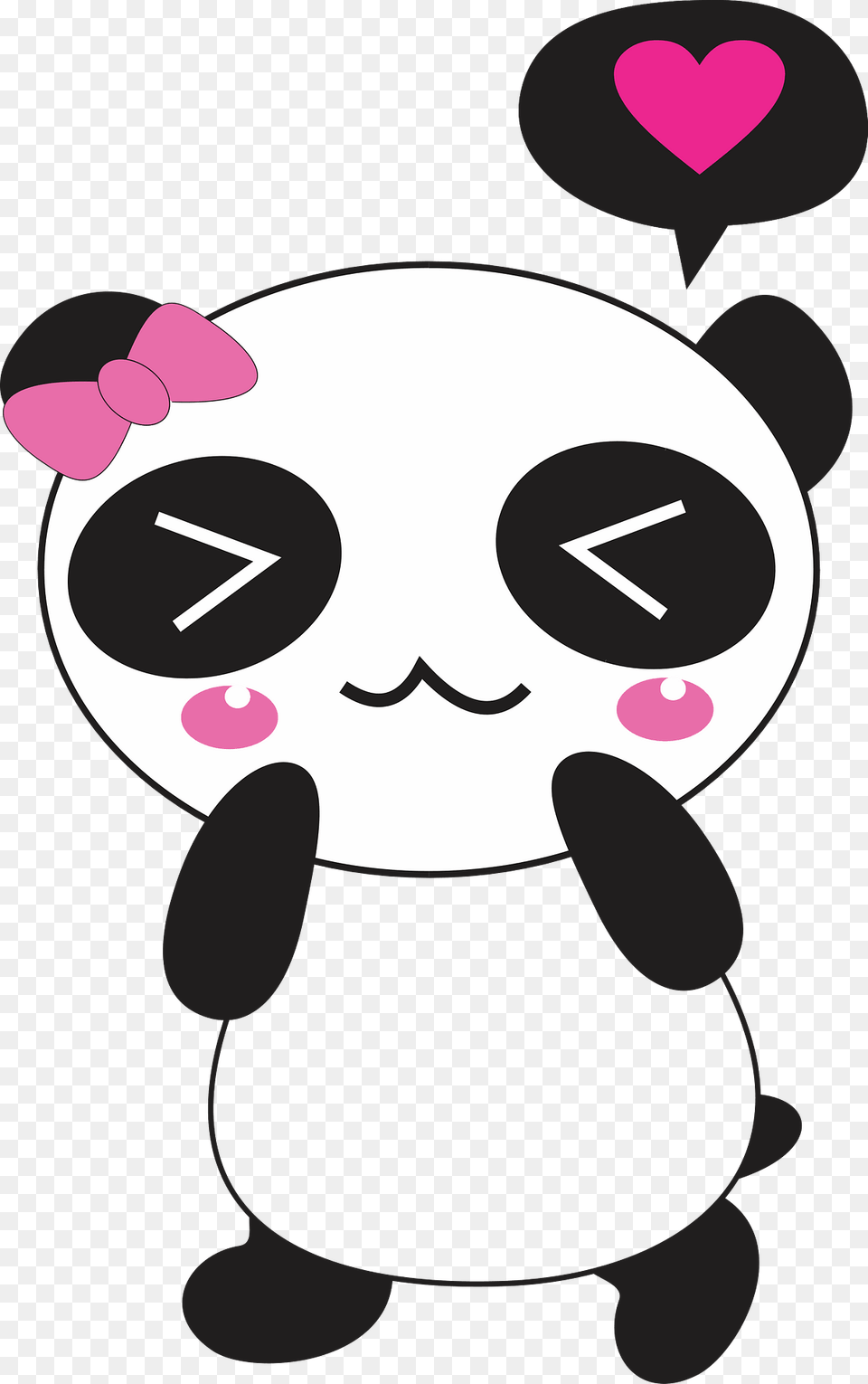 Girl Panda In Love Clipart, Cartoon, Nature, Outdoors, Snow Png Image