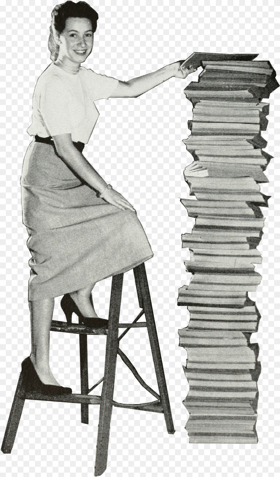 Girl Pile Books Folding Chair, Person, Bar Stool, Furniture, Face Png Image