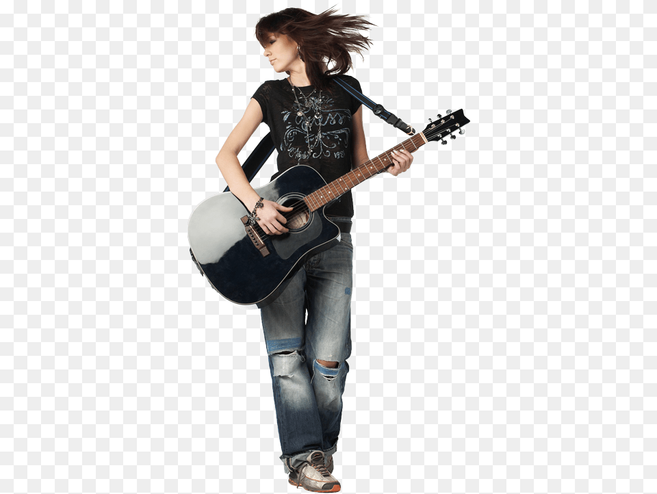 Girl Playing An Acoustic Guitar Music Girl, Musical Instrument, Person Free Png