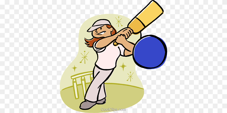 Girl Playing Cricket Royalty Vector Clip Art Illustration, People, Person, Baby, Face Free Png