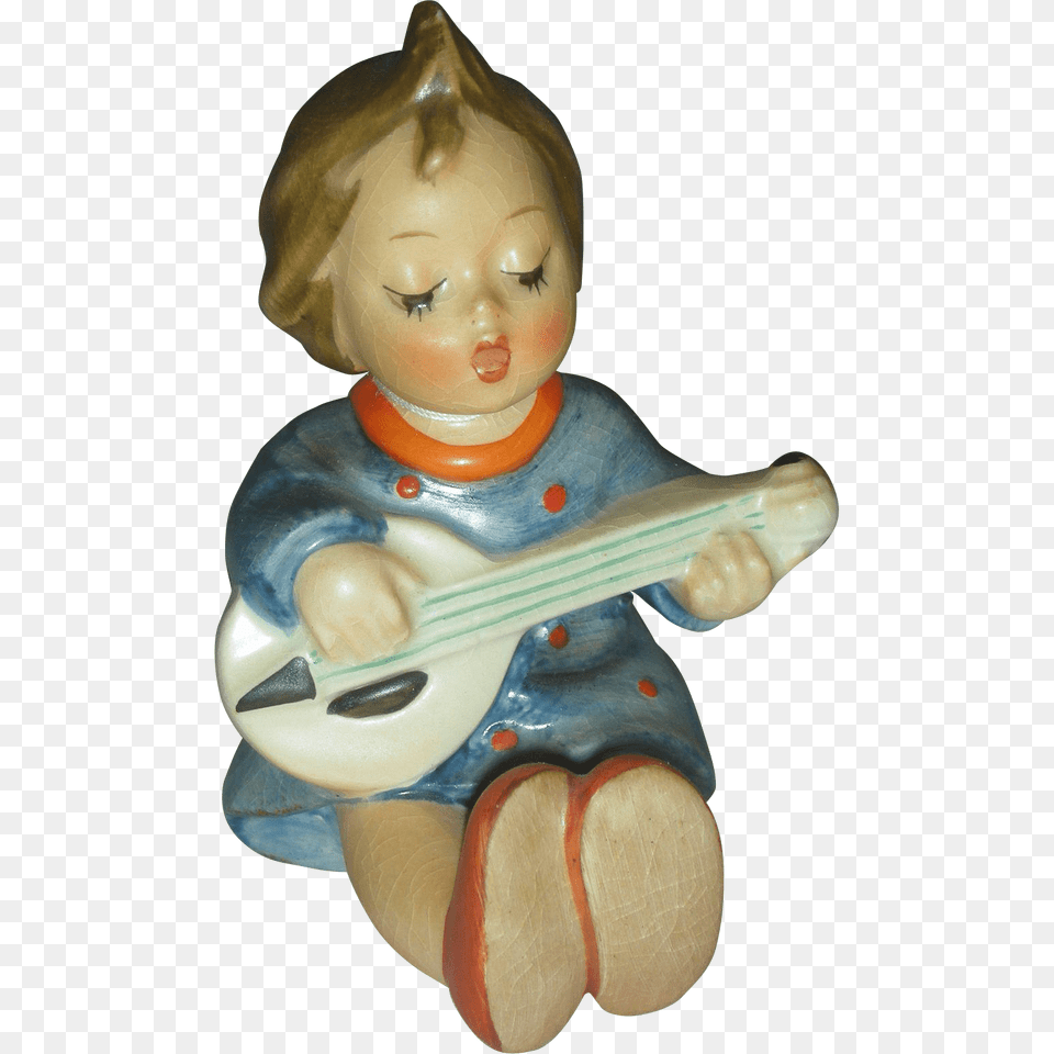 Girl Playing Guitar Hummel Figurine, Doll, Toy, Face, Head Free Png