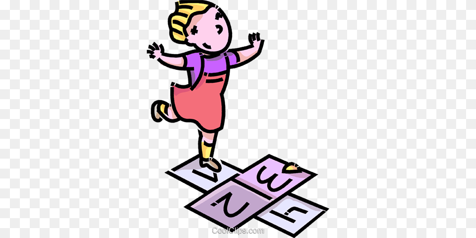 Girl Playing Hopscotch Royalty Vector Clip Art Illustration, Baby, Person, Symbol, Number Free Png